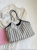 Striped Canvas Tote Bag - All In The Bag