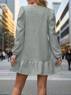 Round Neck Long Sleeve Mini Dress - All In The Bag