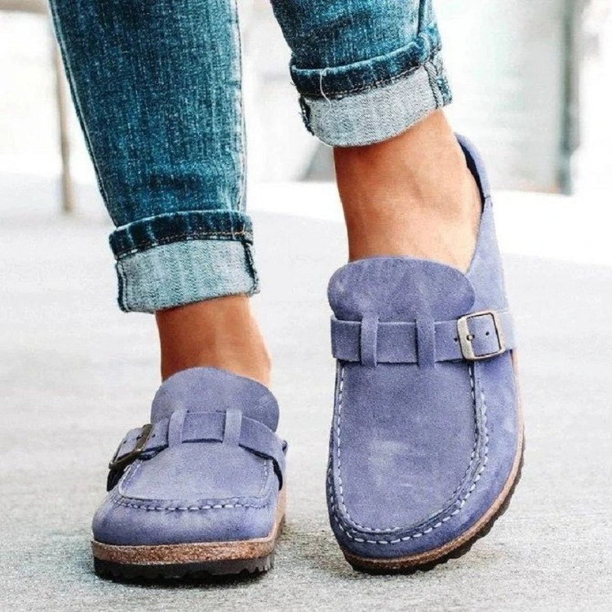 Round Toe Low Heel Buckle Loafers - All In The Bag