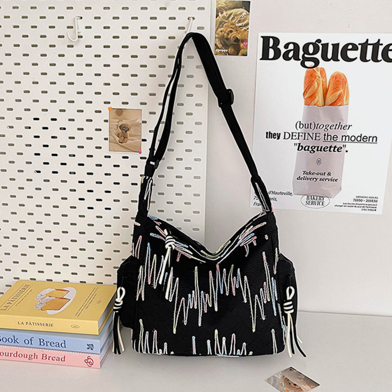 Contrast Texture Shoulder Bag - All In The Bag