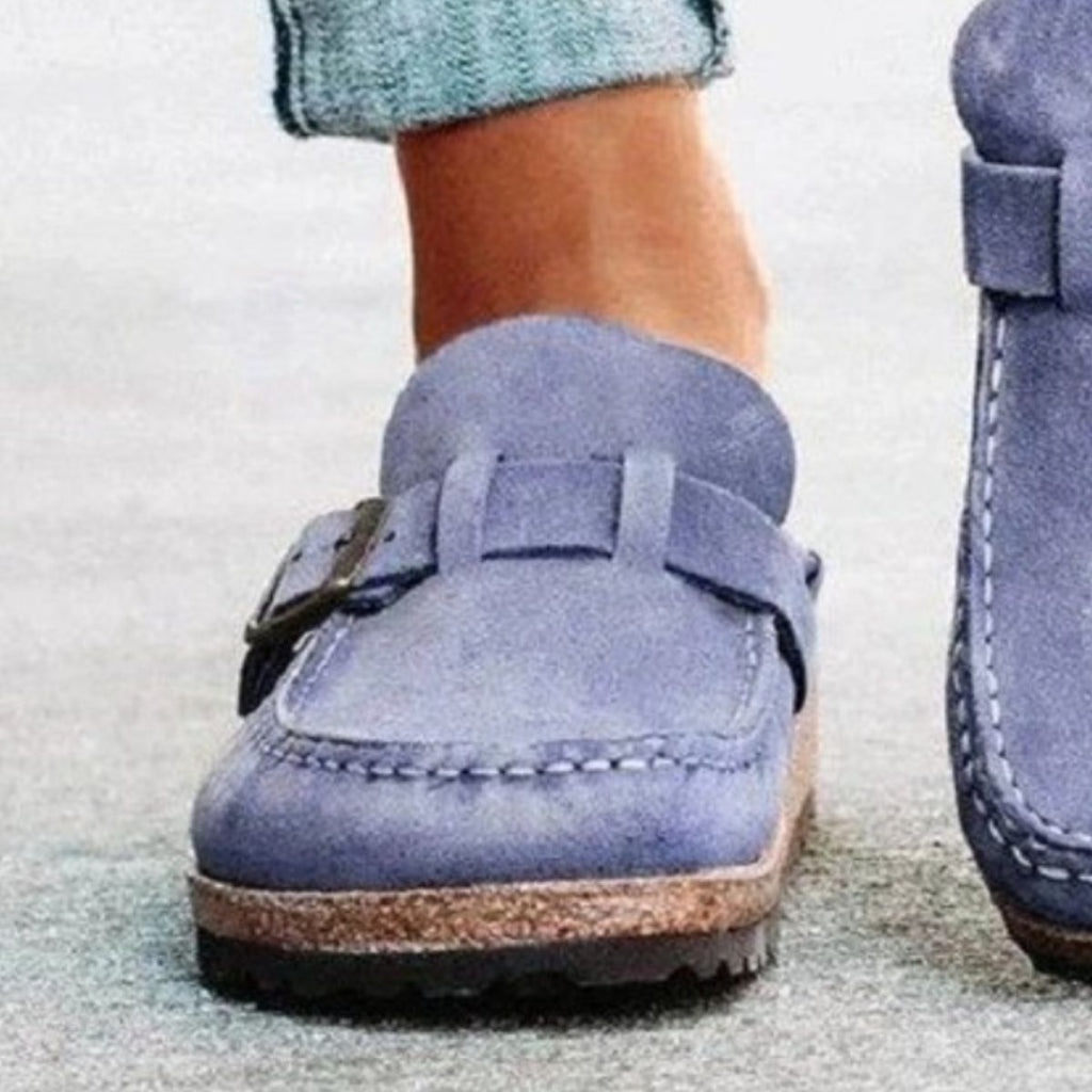 Round Toe Low Heel Buckle Loafers - All In The Bag