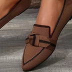 Bow Contrast Trim Point Toe Loafers - All In The Bag