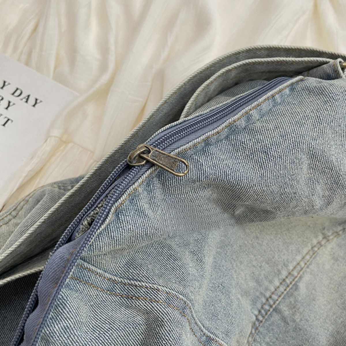 Adjustable Strap Denim Tote Bag - All In The Bag
