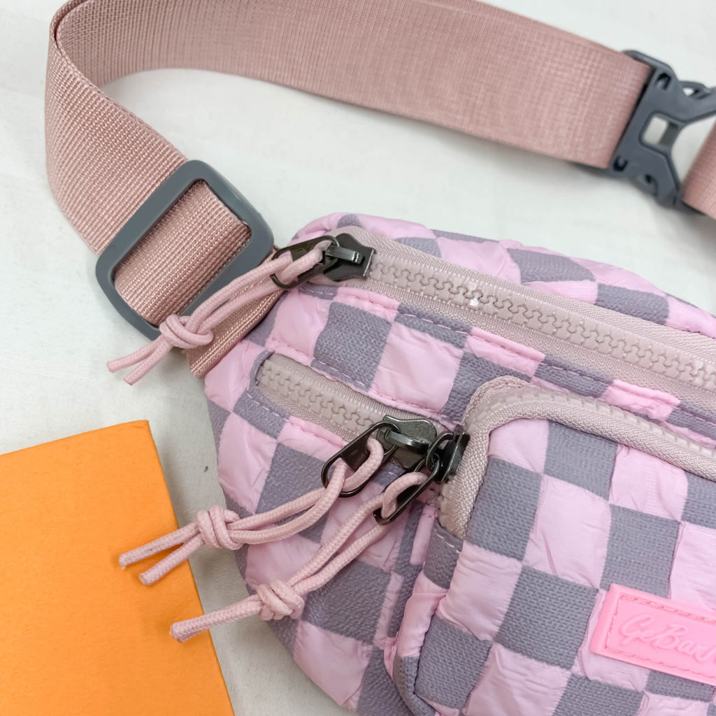 Checkered Adjustable Strap Nylon Crossbody Bag - All In The Bag