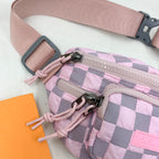 Checkered Adjustable Strap Nylon Crossbody Bag - All In The Bag