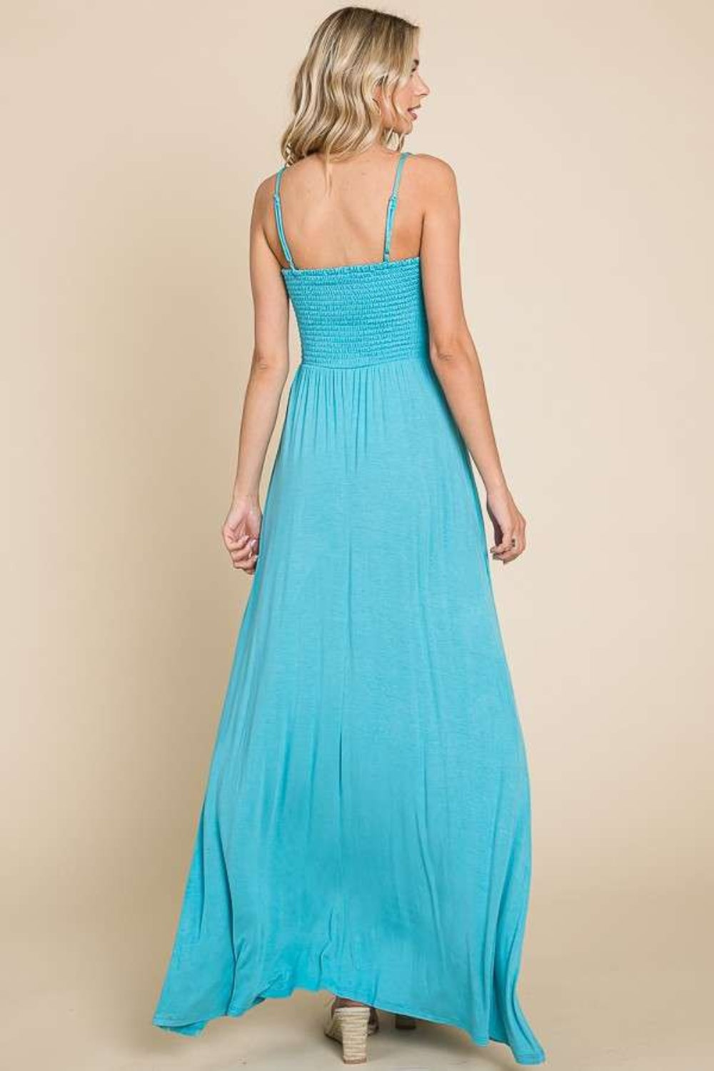 Culture Code Full Size Smocked Cami Maxi Dress with Pockets - All In The Bag