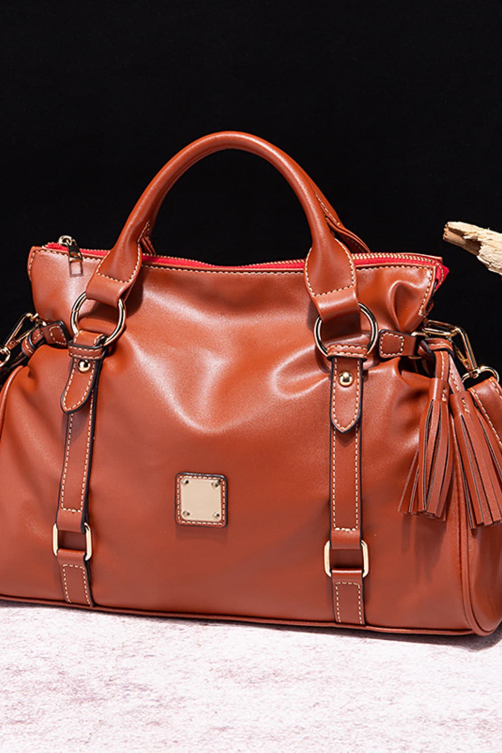 PU Leather Handbag with Tassels - All In The Bag