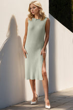 Split Round Neck Sleeveless Dress - All In The Bag