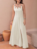 Swiss Dot Cutout Sleeveless Maxi Dress - All In The Bag