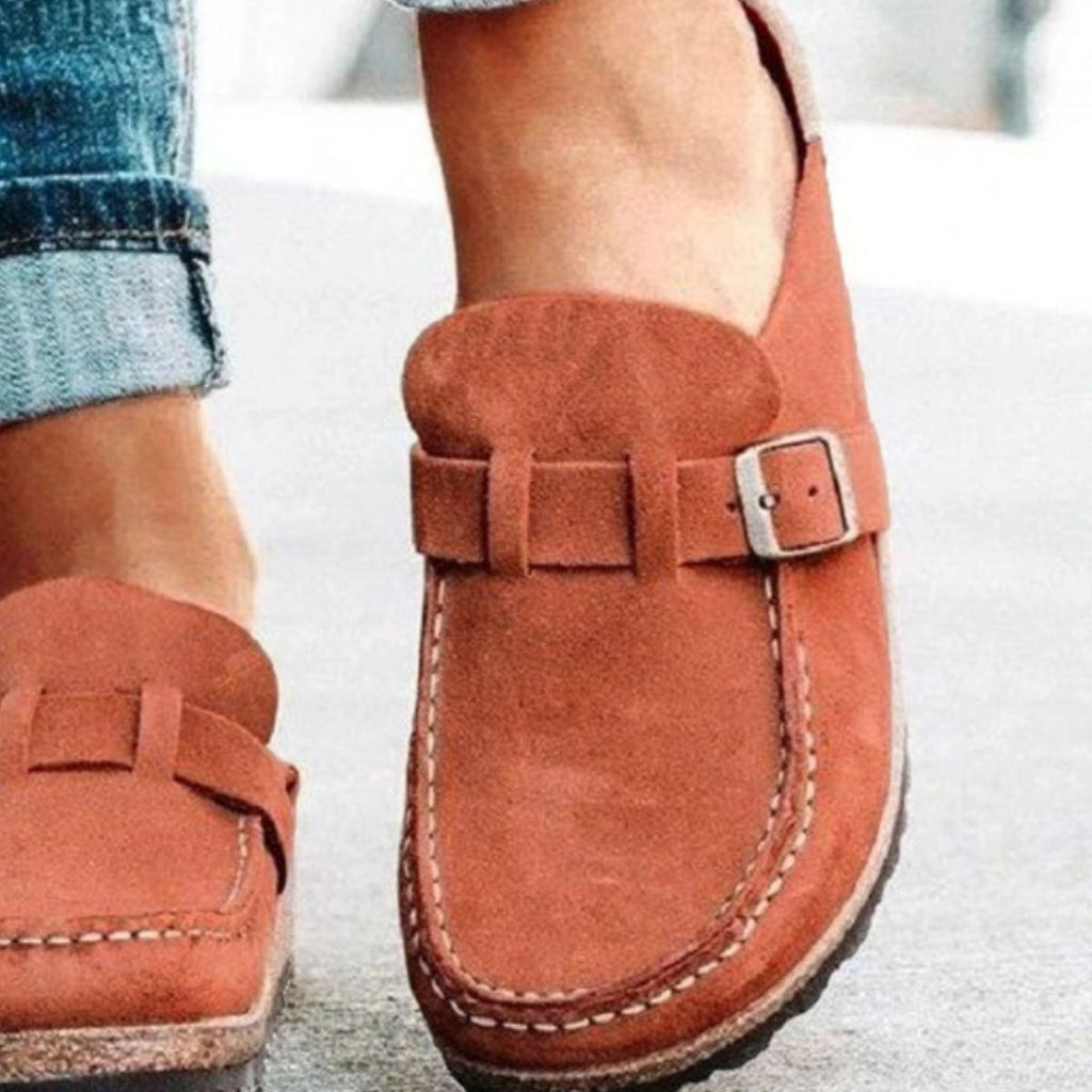 Round Toe Low Heel Buckle Loafers - All In The Bag