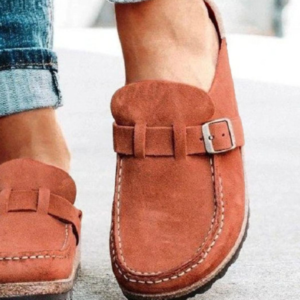 Round Toe Low Heel Buckle Loafers - All In The Bag