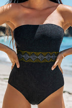 Geometric Tube Sleeveless One-Piece Swimwear - All In The Bag