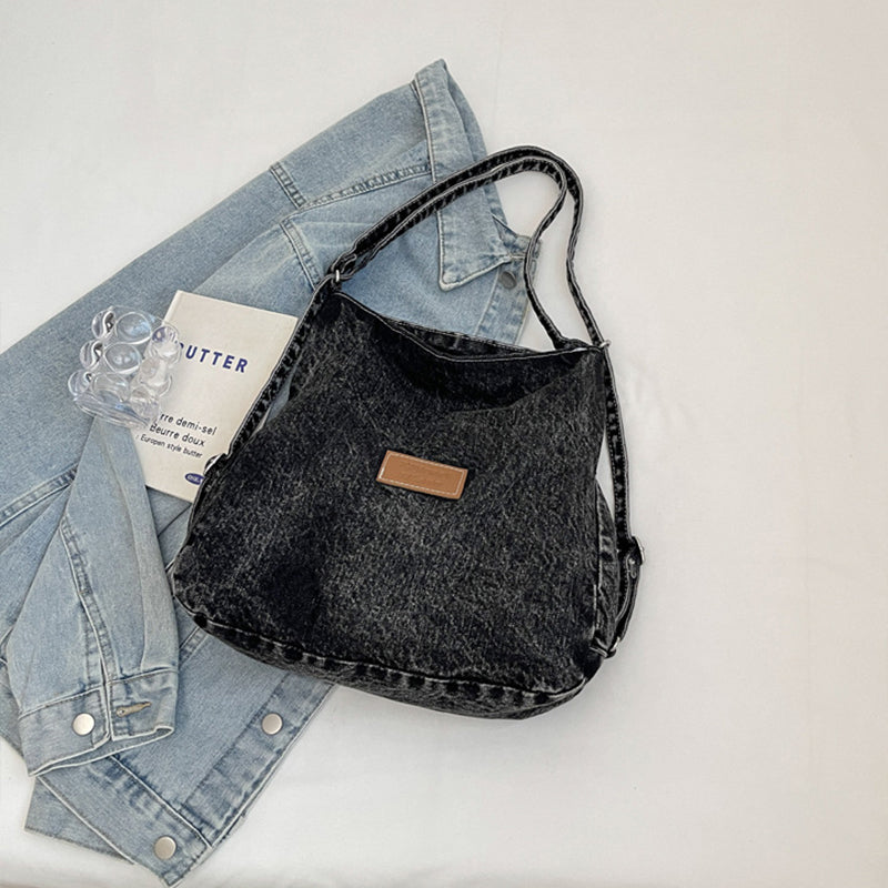 Adjustable Strap Denim Shoulder Bag - All In The Bag