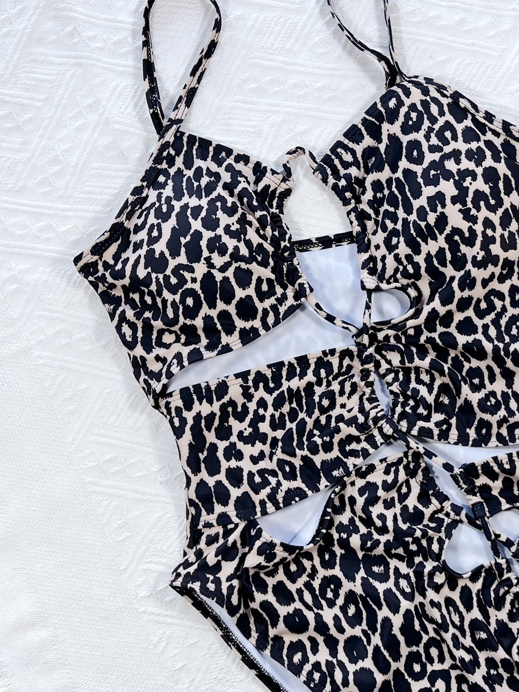 Leopard Cutout Tied One-Piece Swimsuit - All In The Bag
