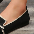 Bow Contrast Trim Point Toe Loafers - All In The Bag