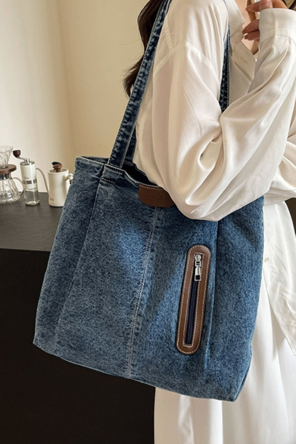Medium Denim Tote Bag - All In The Bag