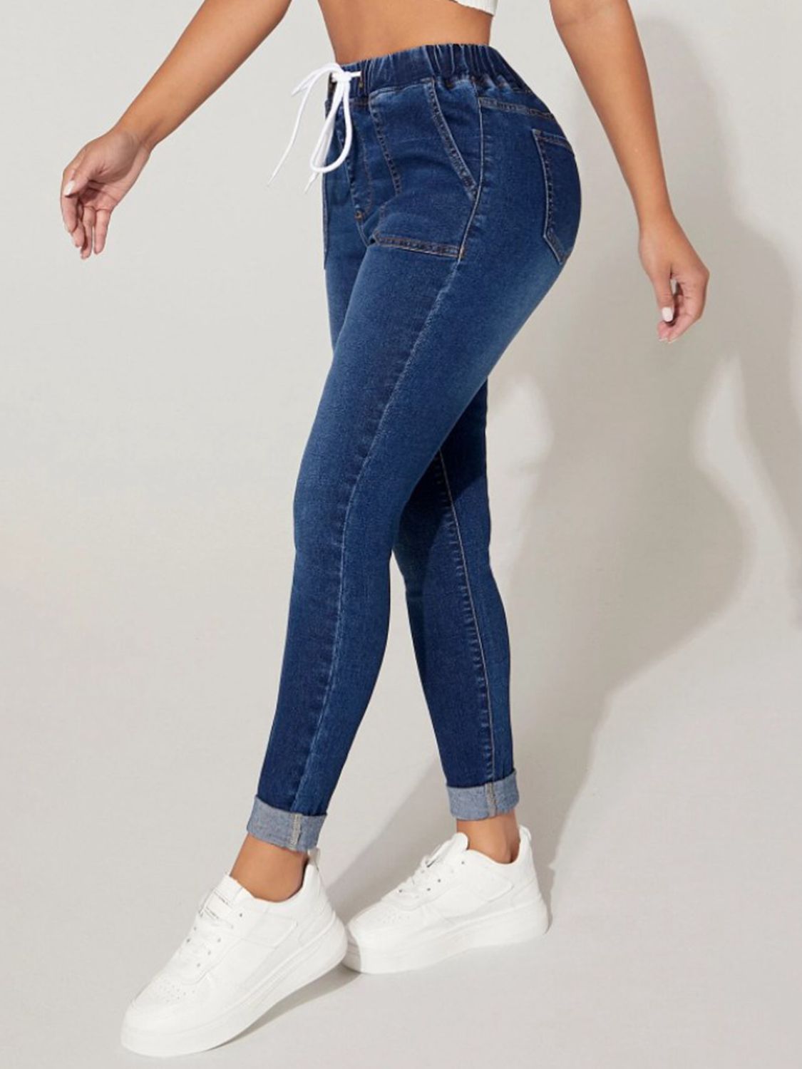 Drawstring Cropped Jeans - All In The Bag