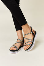 Forever Link Rhinestone Strappy Wedge Sandals - All In The Bag
