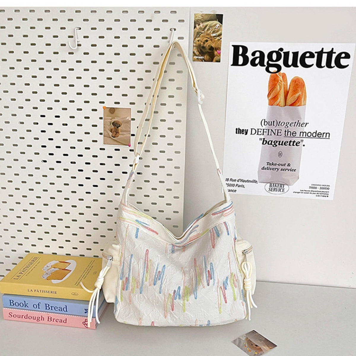 Contrast Texture Shoulder Bag - All In The Bag