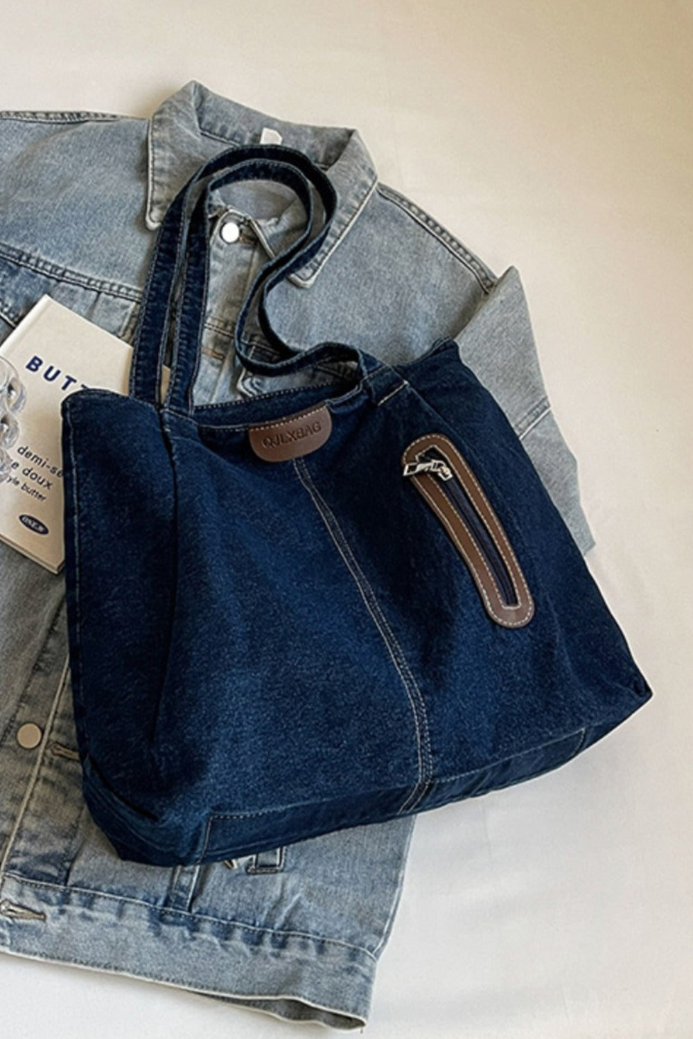 Medium Denim Tote Bag - All In The Bag