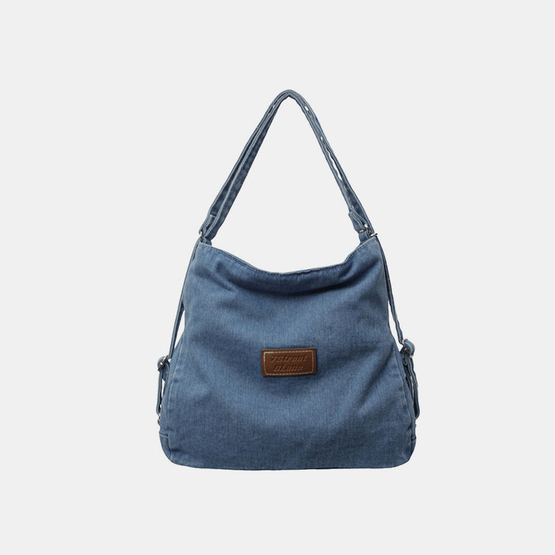 Adjustable Strap Denim Shoulder Bag - All In The Bag