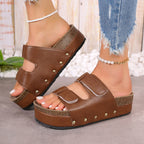 PU Leather Studded Platform Sandals - All In The Bag