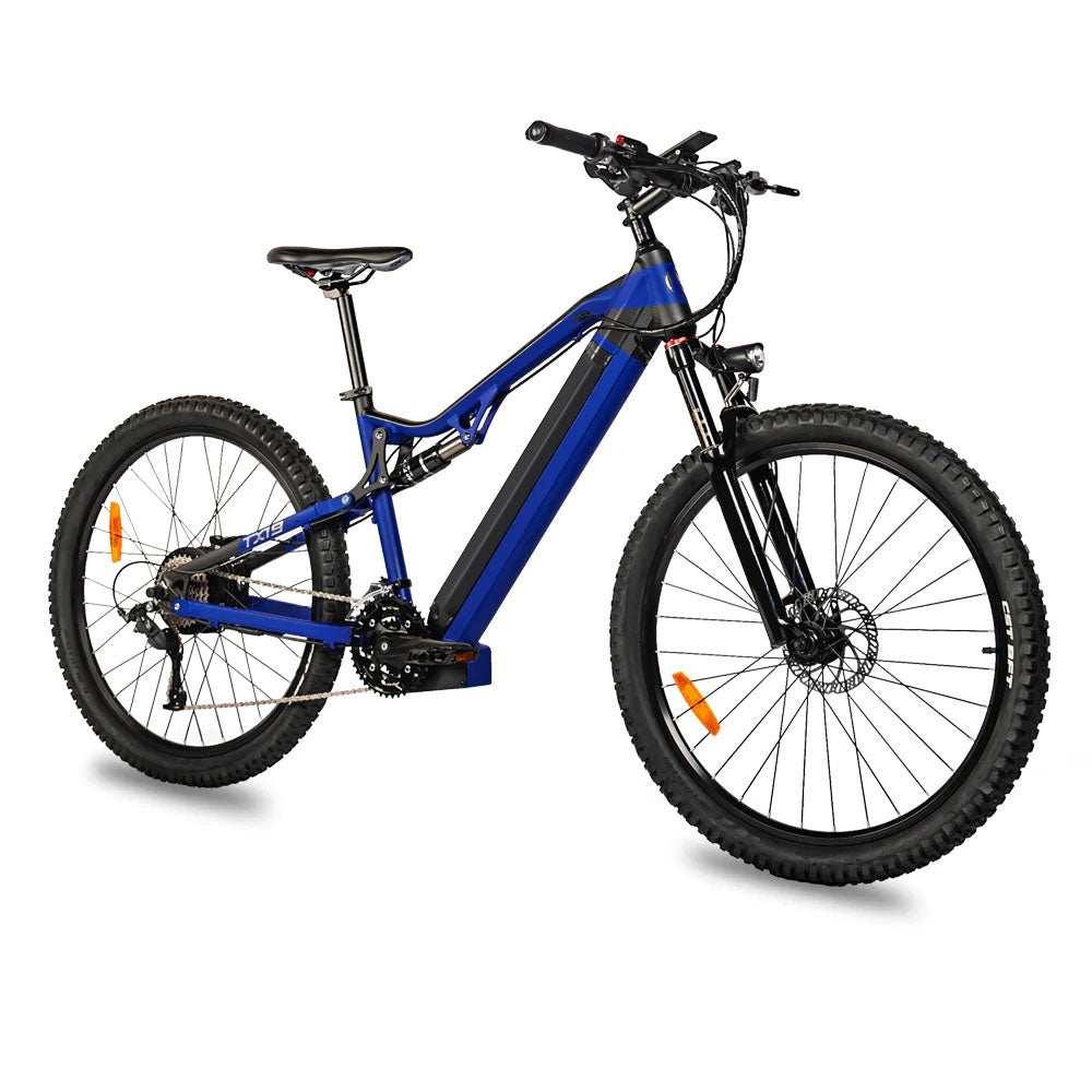 500W Electric Bike - 27.5 Inches 500W 48V 27 Speed Blue Ebike - Bafang Motor - All In The Bag 