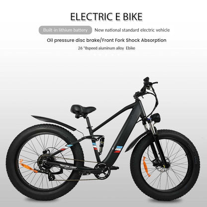 500W Motor Electric Bike For Adults - 25MPH Speed Removable Battery 48V 12AH, 26 Inches Fat-Tire Electric Bicycle - All In The Bag 