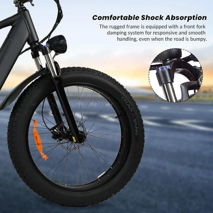 500W Motor Electric Bike For Adults - 25MPH Speed Removable Battery 48V 12AH, 26 Inches Fat-Tire Electric Bicycle - All In The Bag 