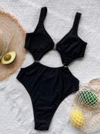 Cutout Plunge One-Piece Swimwear - All In The Bag