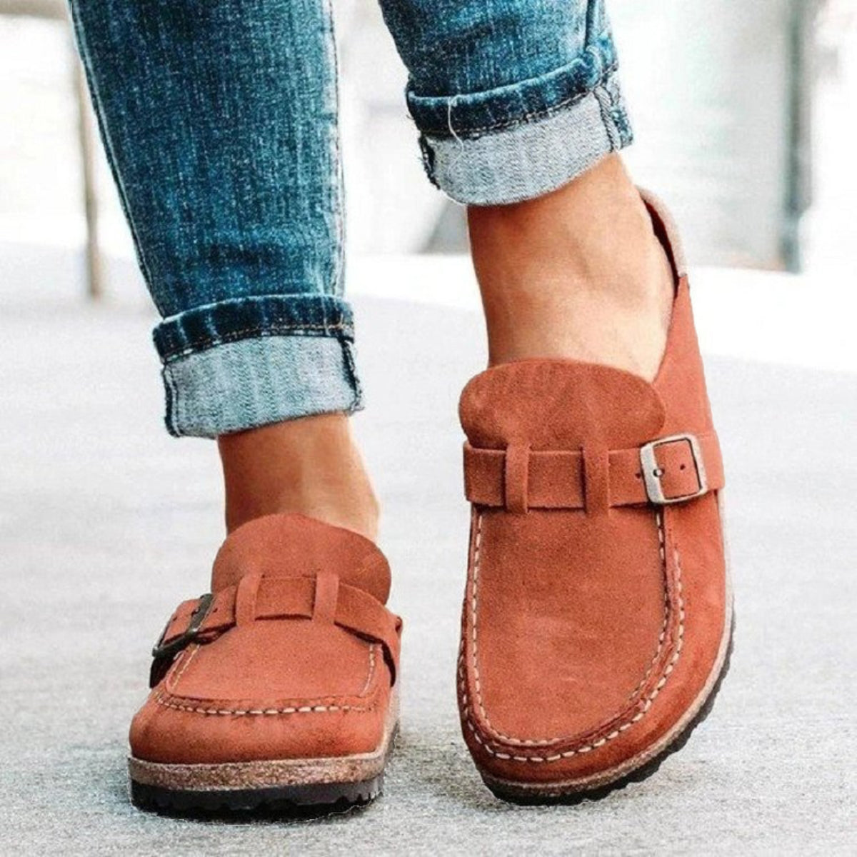 Round Toe Low Heel Buckle Loafers - All In The Bag