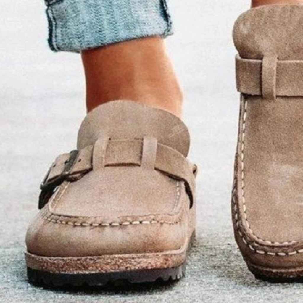 Round Toe Low Heel Buckle Loafers - All In The Bag