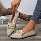 Bow Contrast Trim Point Toe Loafers - All In The Bag
