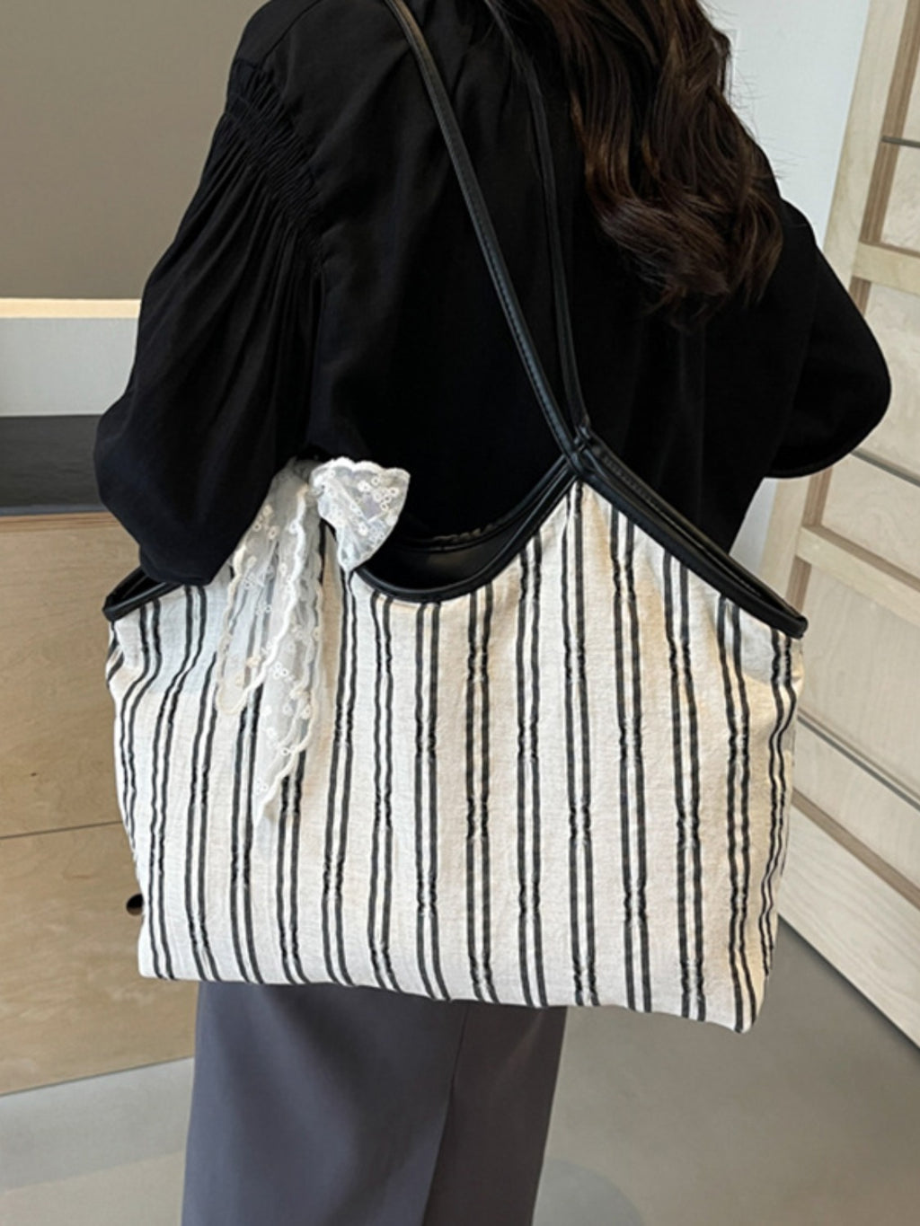 Striped Canvas Tote Bag - All In The Bag