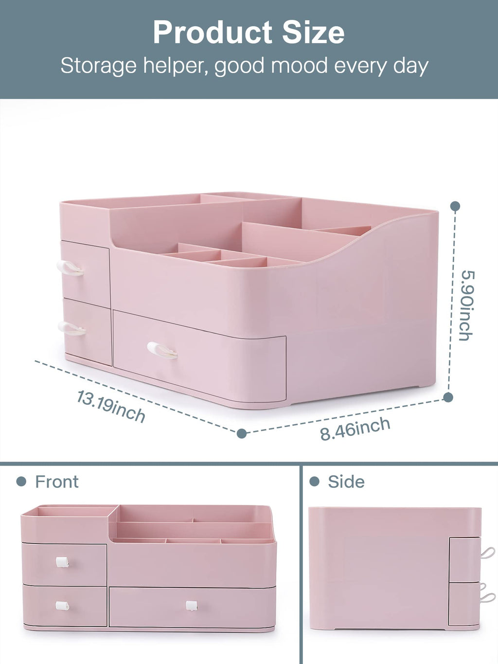 Large Makeup Organizer with Drawers for Vanity or Bathroom