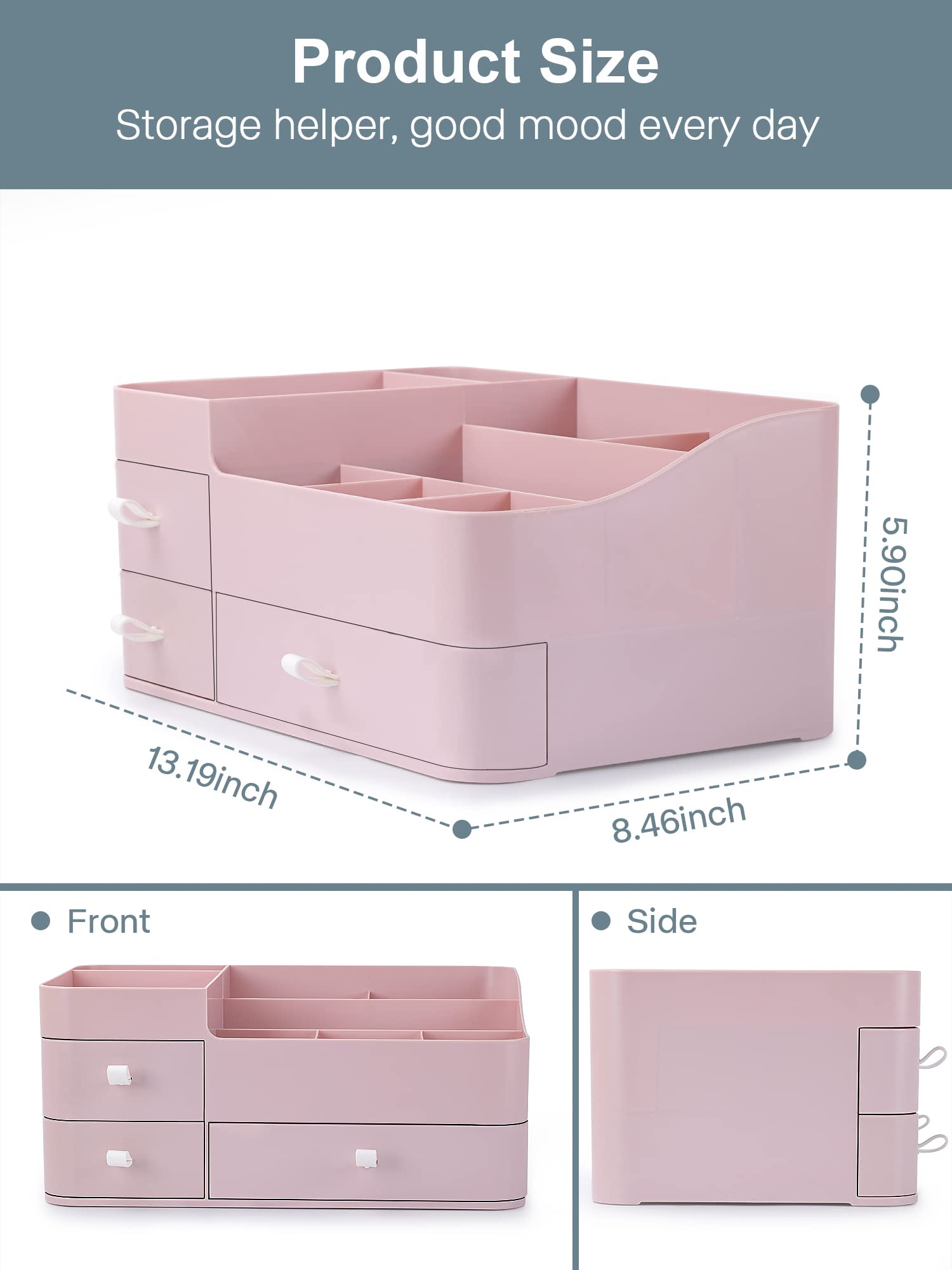 Large Makeup Organizer with Drawers for Vanity or Bathroom