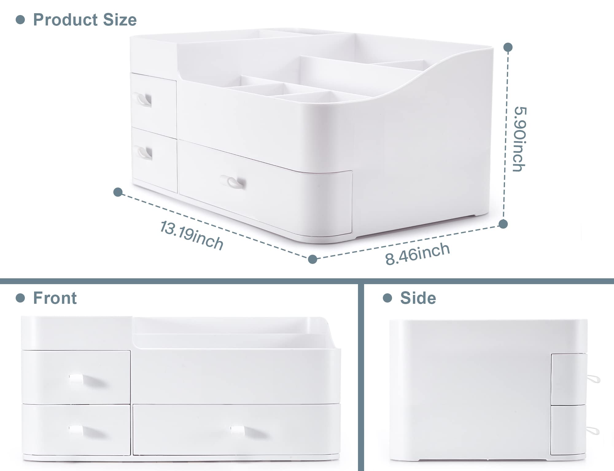 Large Makeup Organizer with Drawers for Vanity or Bathroom