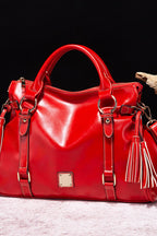 PU Leather Handbag with Tassels - All In The Bag