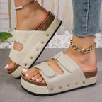 PU Leather Studded Platform Sandals - All In The Bag