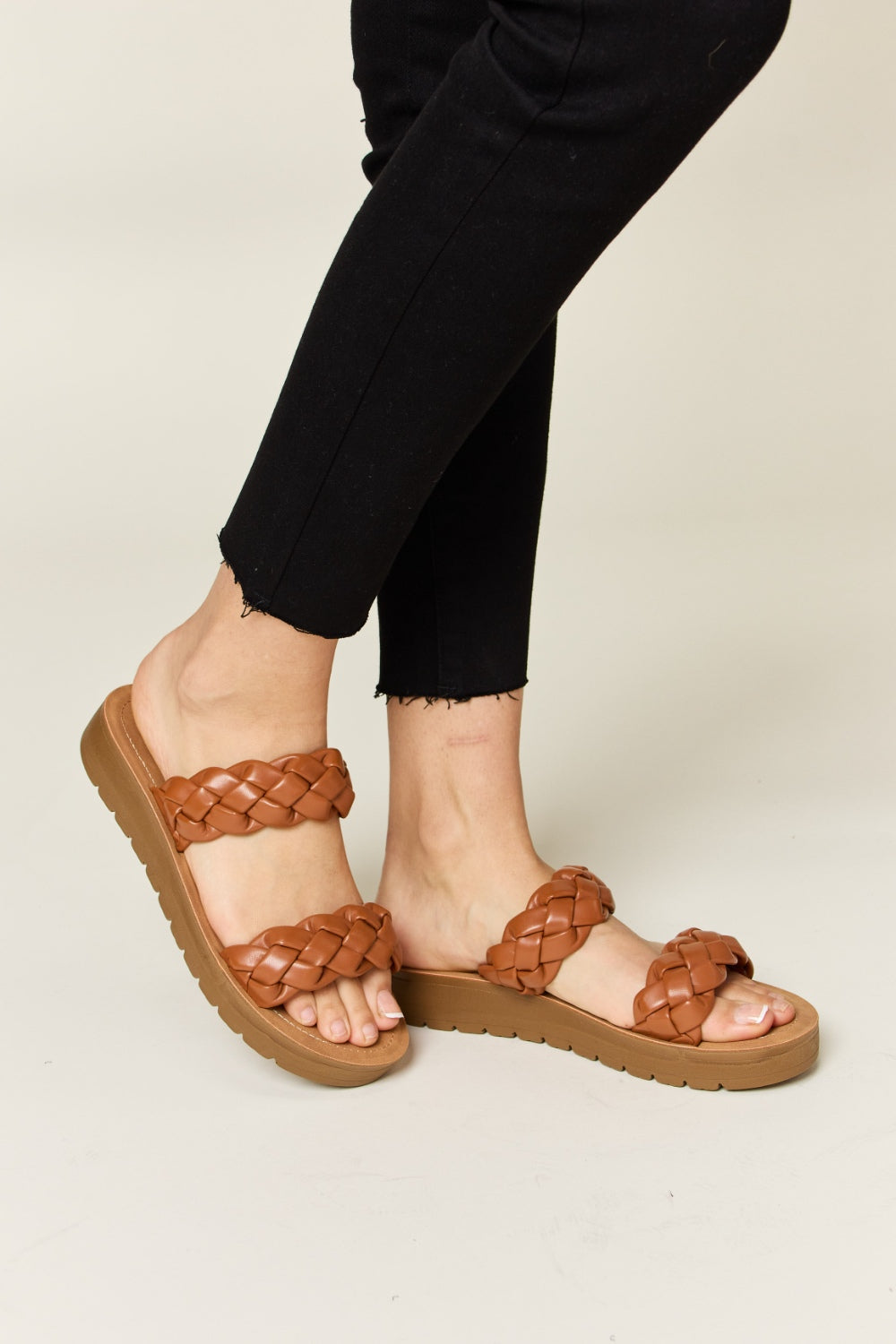WILD DIVA Woven Dual Band Platform Sandals - All In The Bag