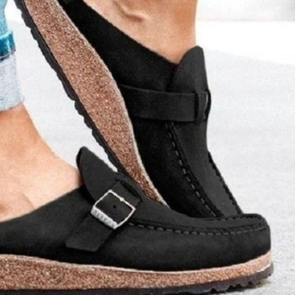 Round Toe Low Heel Buckle Loafers - All In The Bag