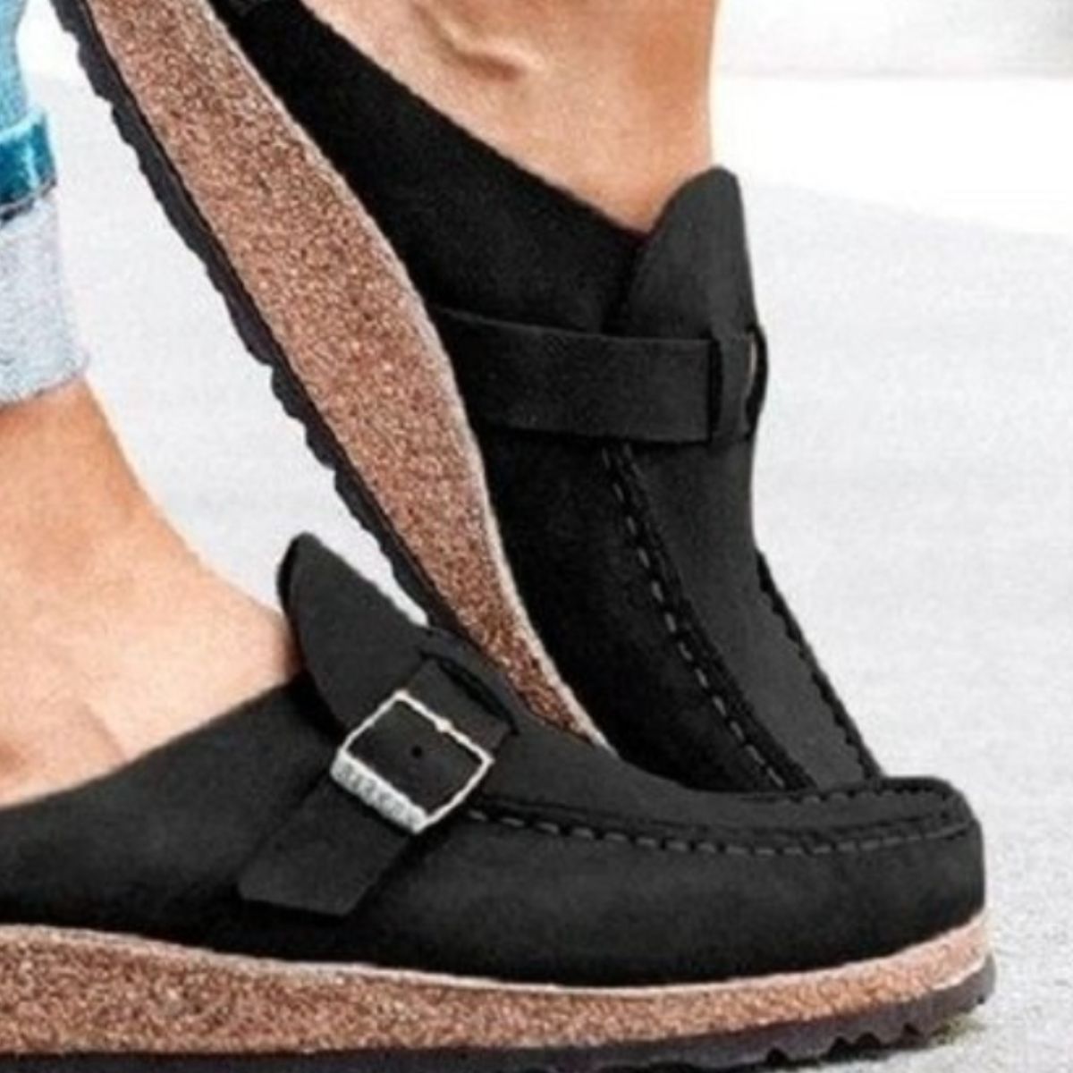 Round Toe Low Heel Buckle Loafers - All In The Bag