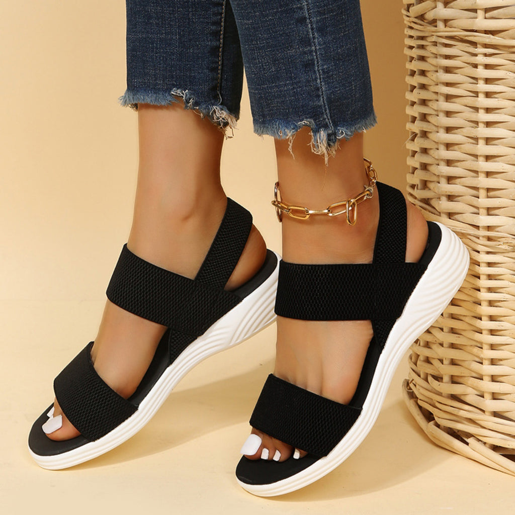 Rubber Open Toe Low Heel Sandals - All In The Bag