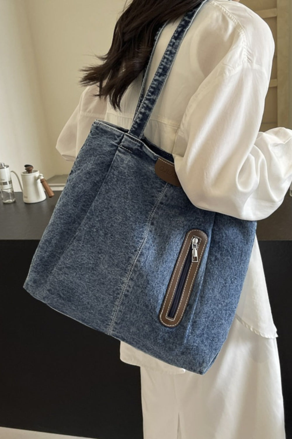 Medium Denim Tote Bag - All In The Bag