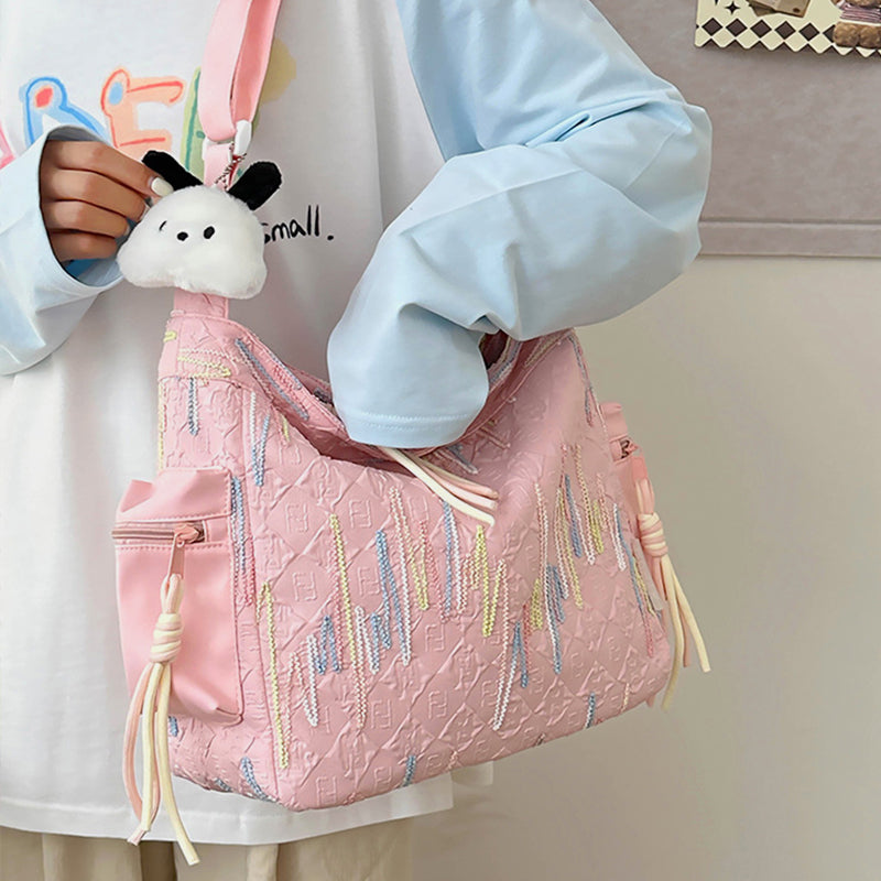 Contrast Texture Shoulder Bag - All In The Bag