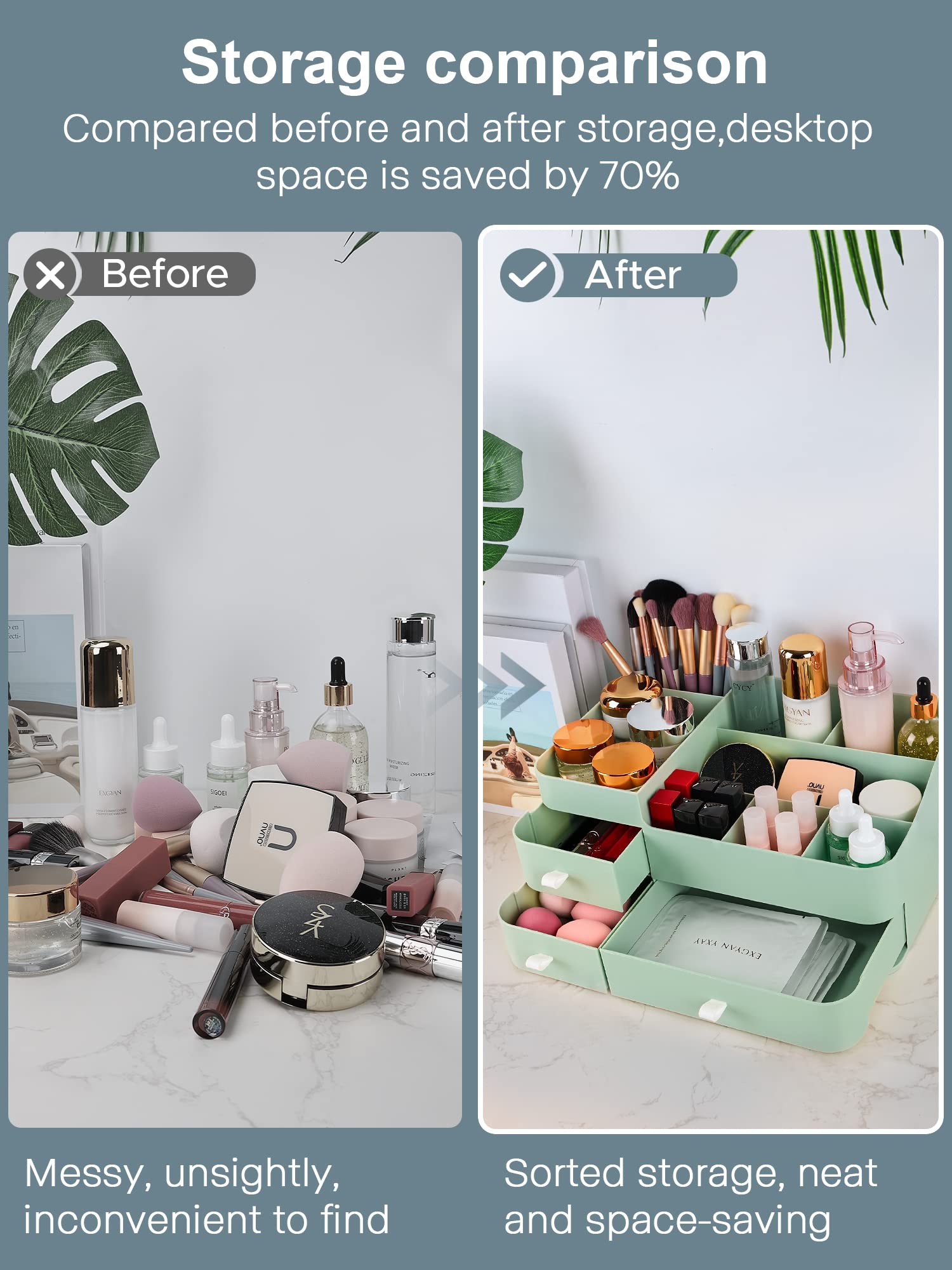 Large Makeup Organizer with Drawers for Vanity or Bathroom