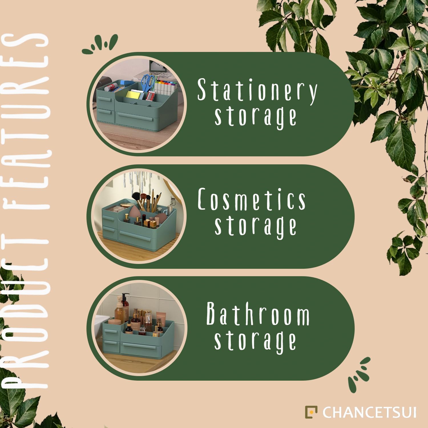 CHANCETSUI Makeup Organizer with Drawer for Vanity