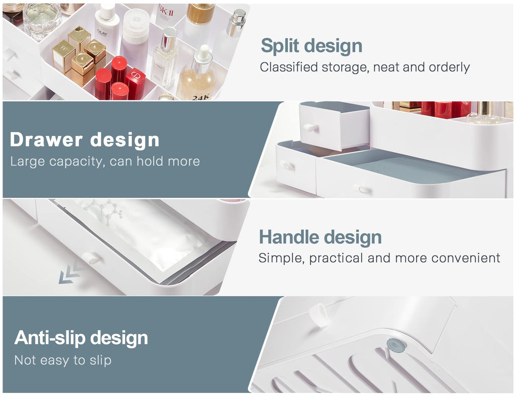 Large Makeup Organizer with Drawers for Vanity or Bathroom