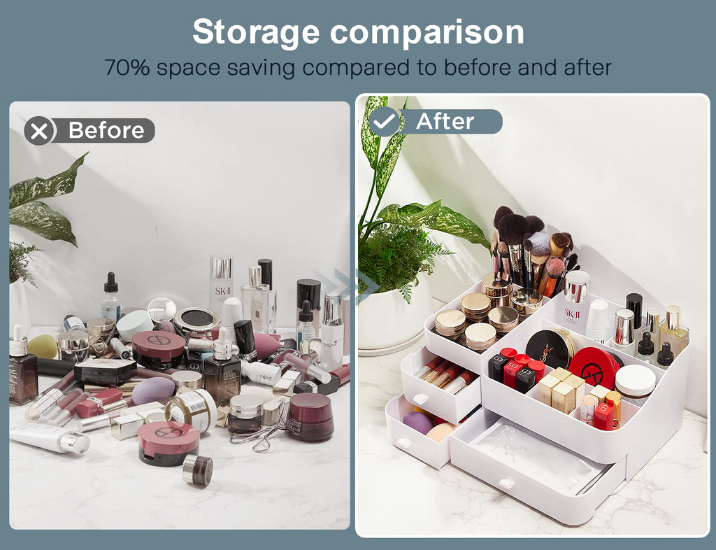 Large Makeup Organizer with Drawers for Vanity or Bathroom