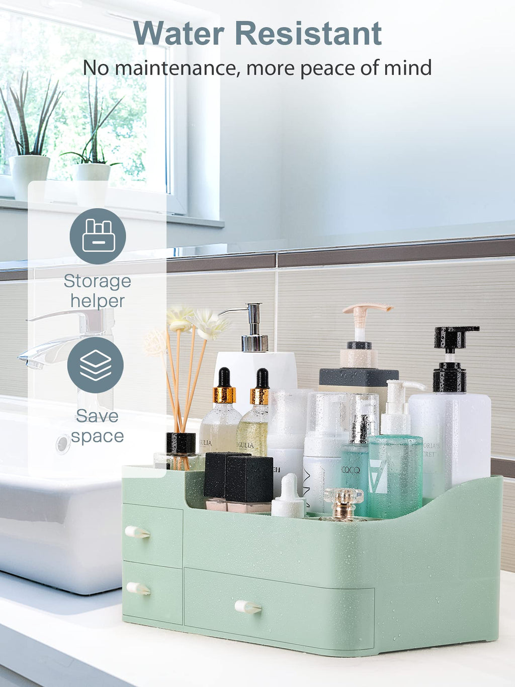 Large Makeup Organizer with Drawers for Vanity or Bathroom